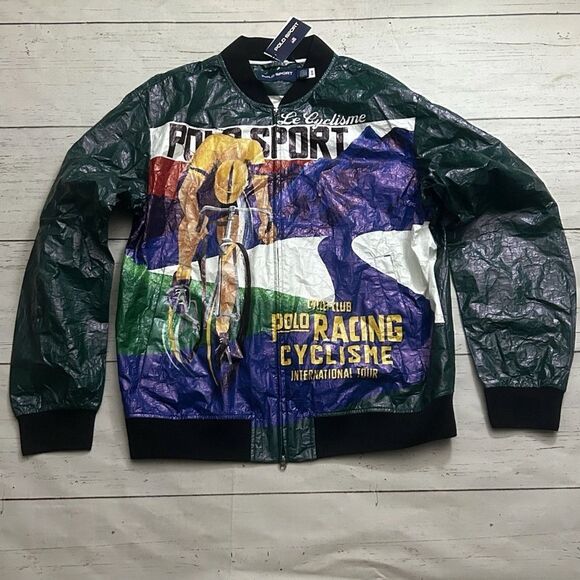 Polo Ralph Lauren Sport Graphic Cyclist 'Cyclisme' Lightweight Jacket Mens Large - Picture 1 of 8